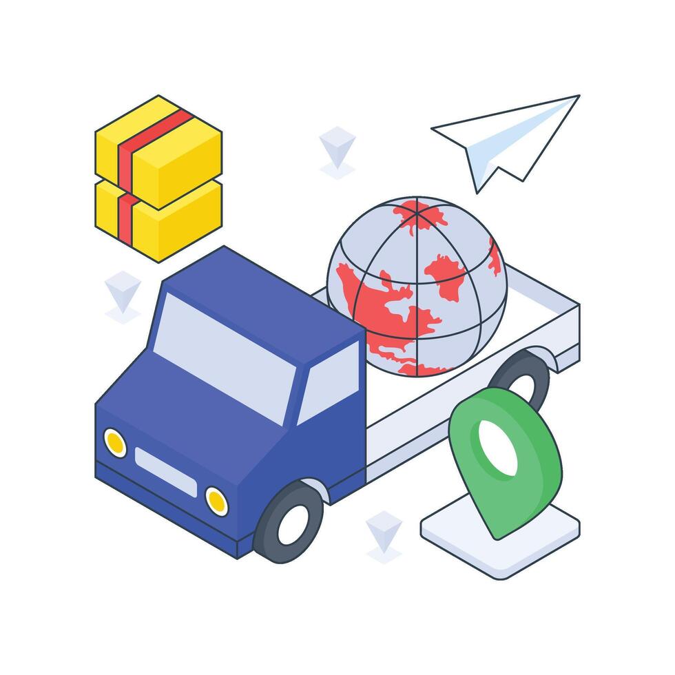 Global Delivery isometric Colored illustration vector