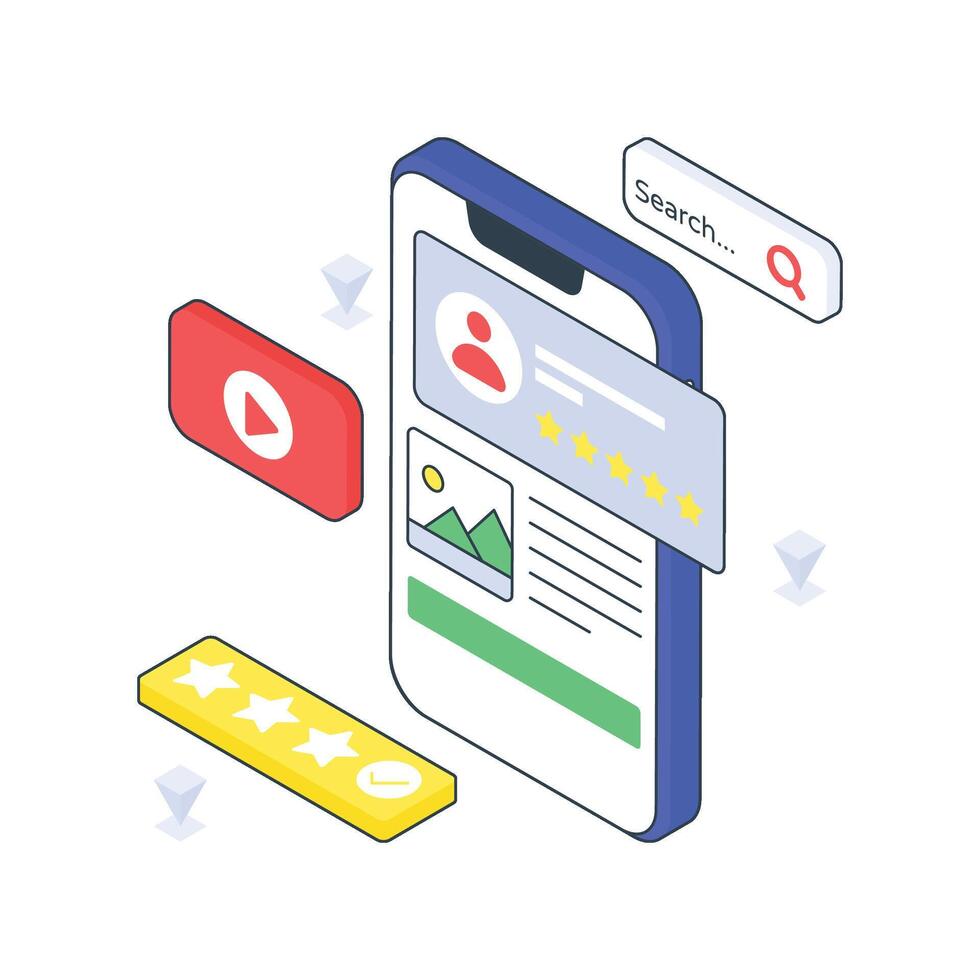 Content Rating isometric Colored illustration vector