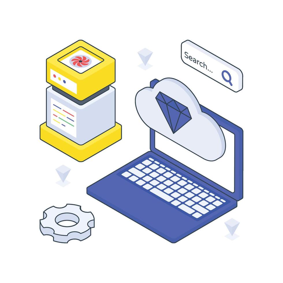 Premium Hosting isometric Colored illustration vector