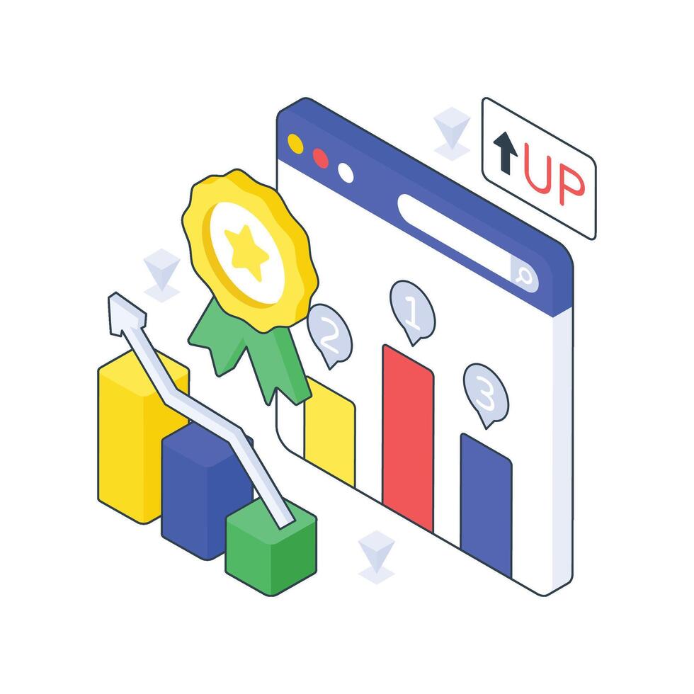 Page Ranking isometric Colored illustration vector