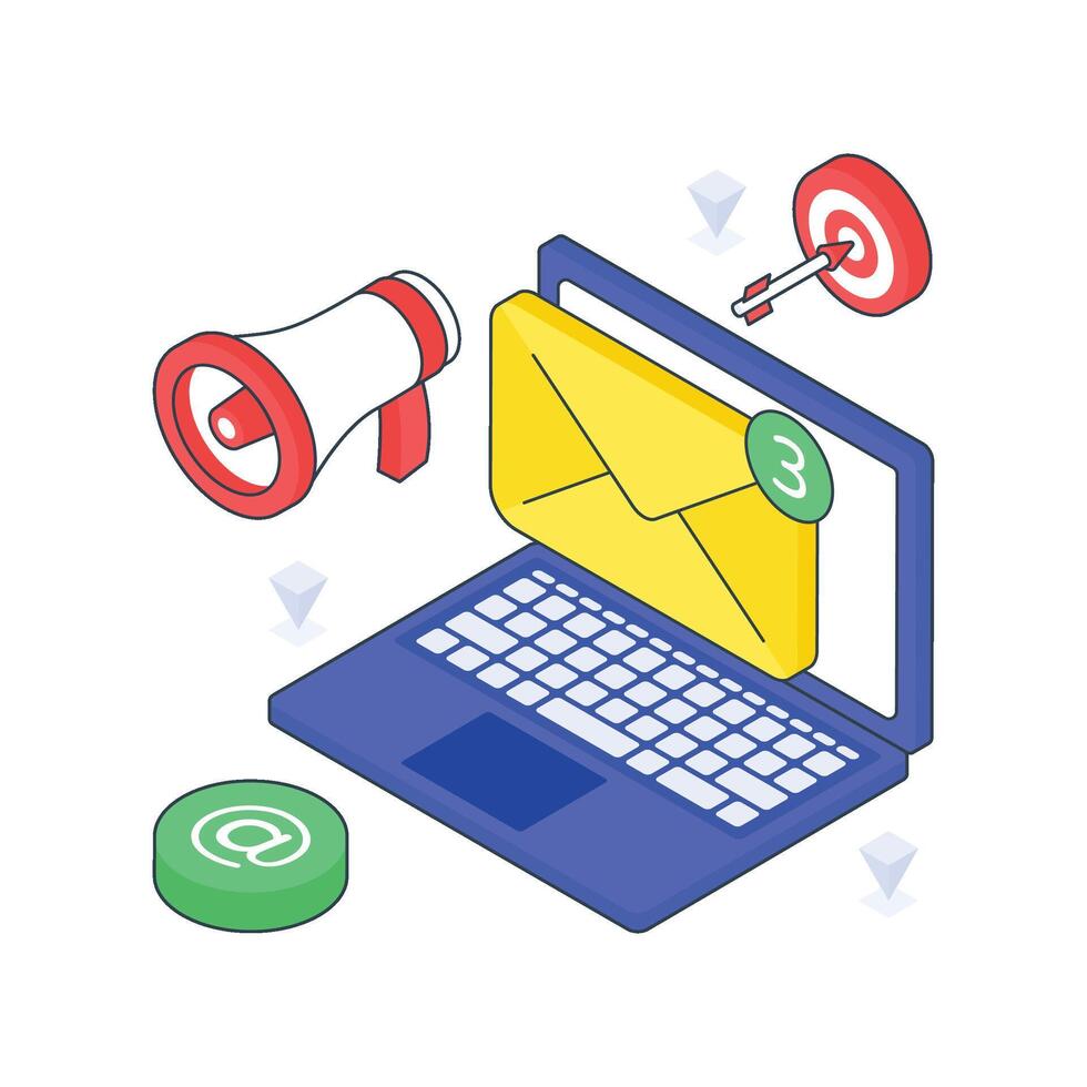 Mail Marketing isometric Colored illustration vector
