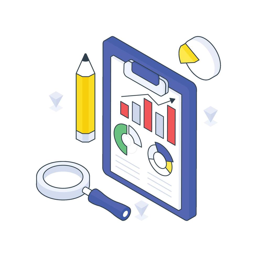 Analysis Report isometric Colored illustration vector