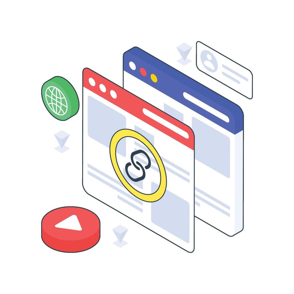 Link Building isometric Colored illustration vector