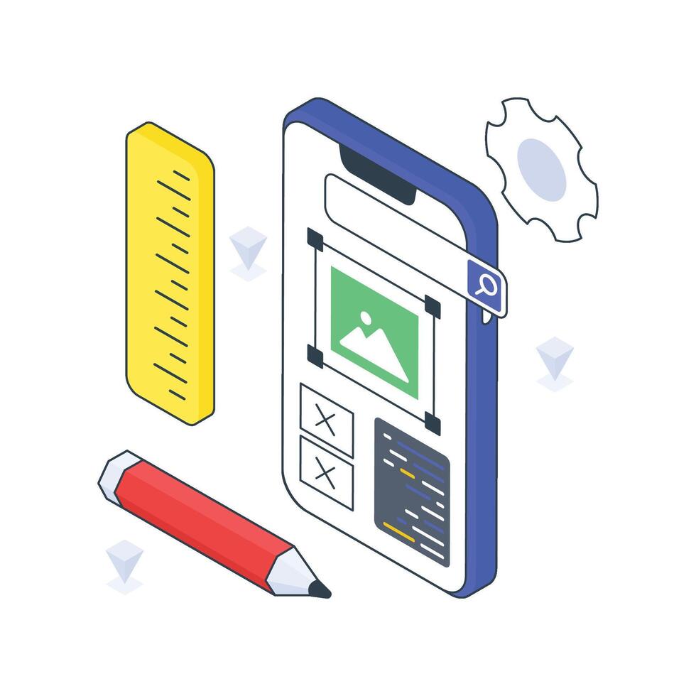 Prototyping isometric Colored illustration vector