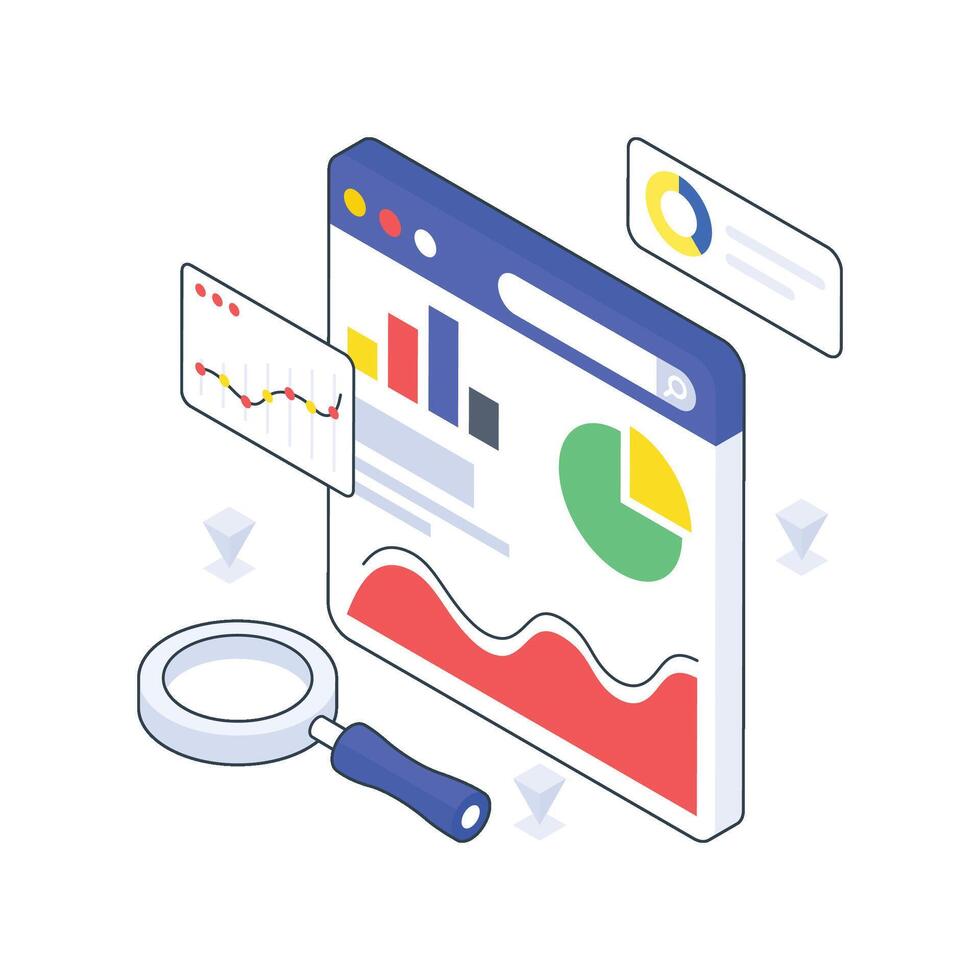 Web Analysis isometric Colored vector
