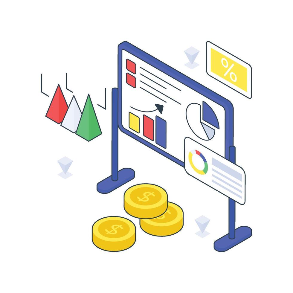 Business Presentation isometric Colored i vector