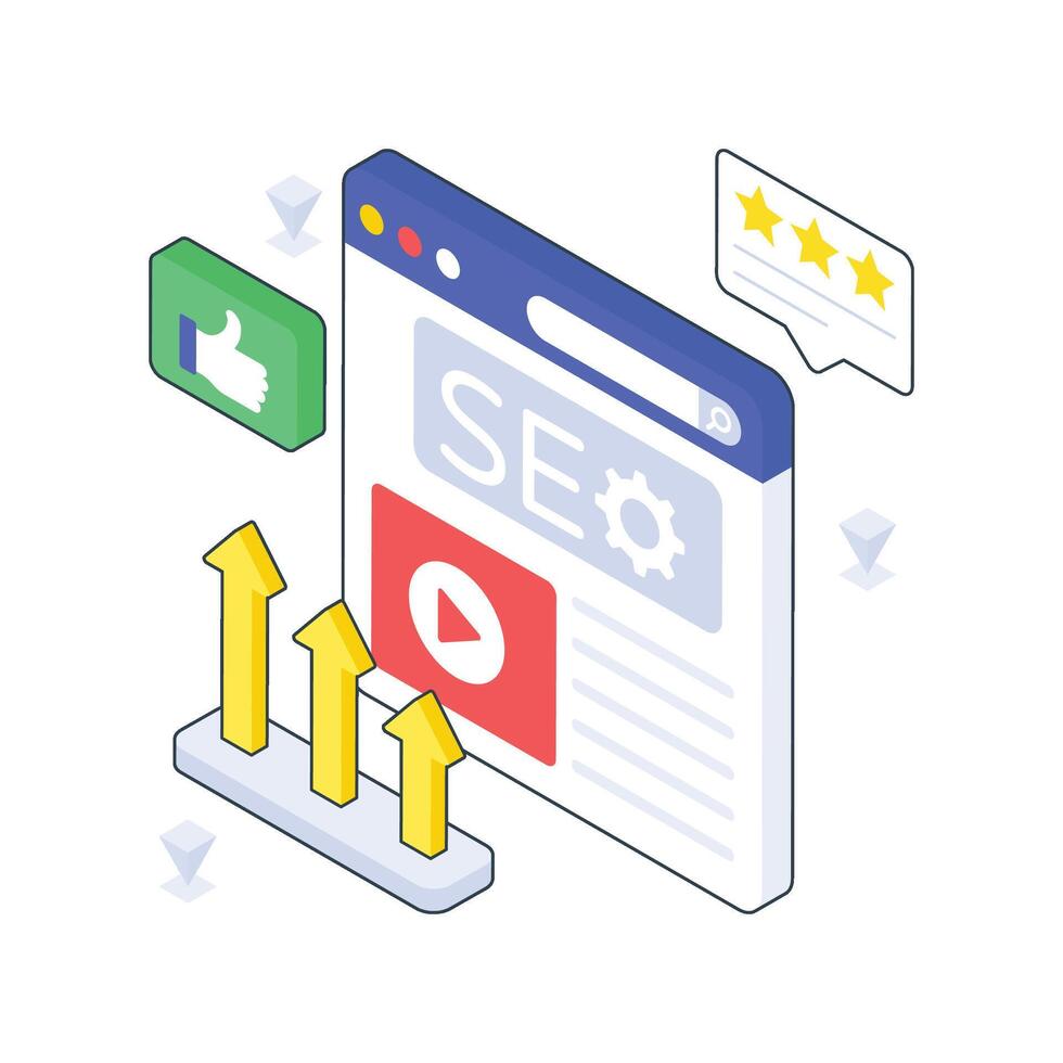 Seo Ranking isometric Colored illustration vector