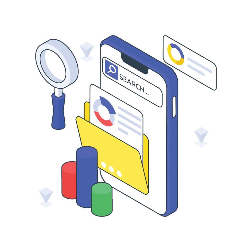 Seo File Audit isometric Colored illustration vector