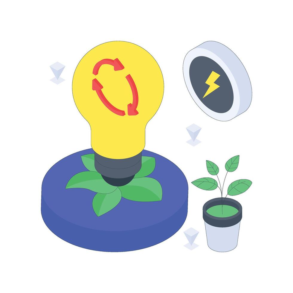 Green energy isometric Colored illustration vector