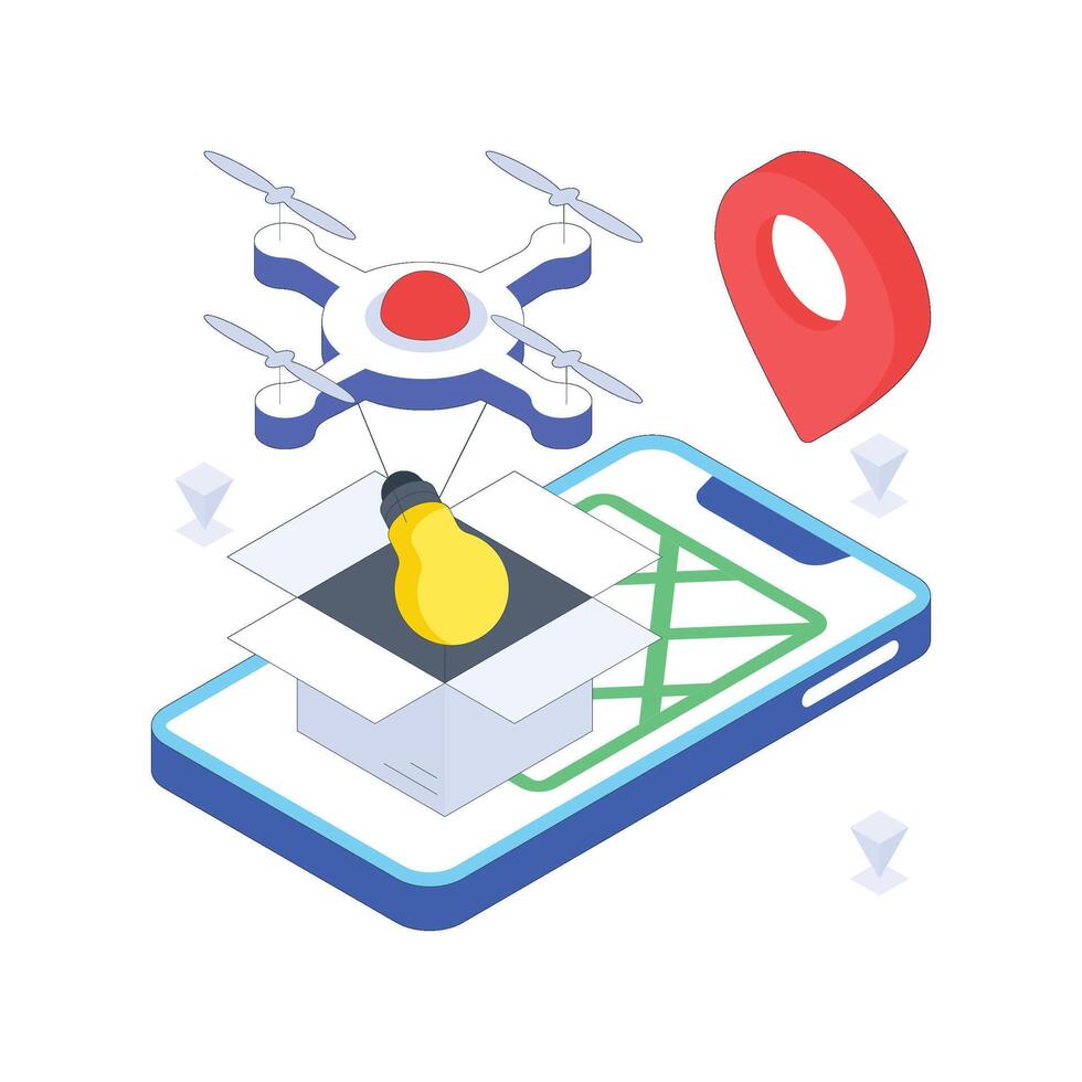 Eco Drone isometric Colored illustration vector