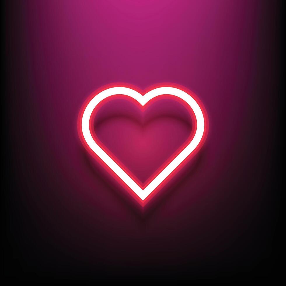 neon heart glow lighting on a dark background vector