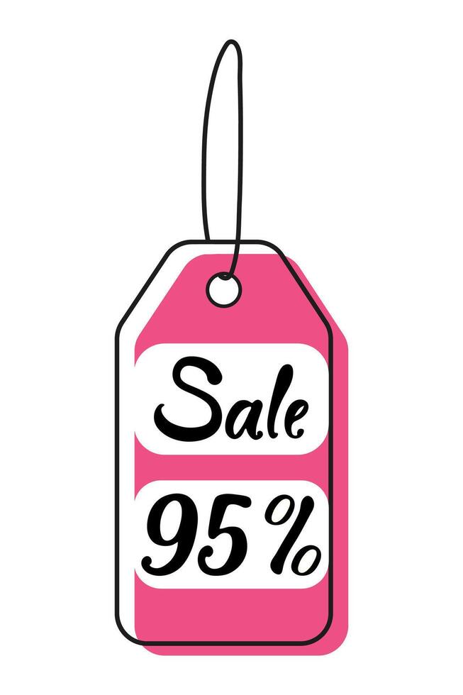 Discount tag illustrating 95 percent off on merchandise for a seasonal sale event vector