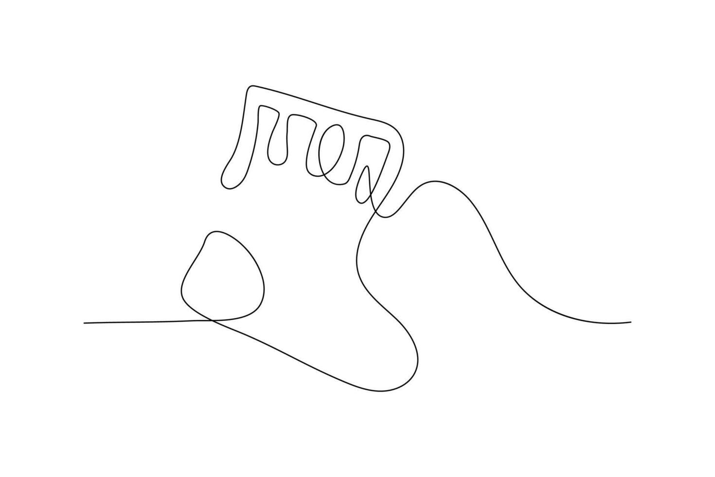 Simple line drawing of a boot and a playful swish design on plain background vector