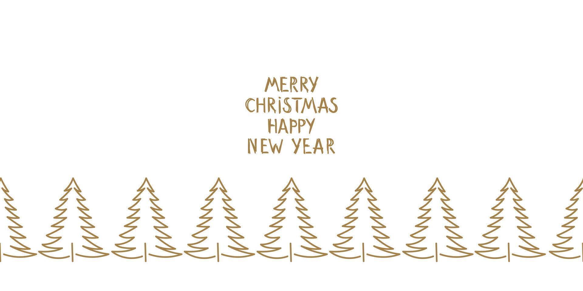 Happy New Year and Christmas wishes with festive pine tree illustration vector