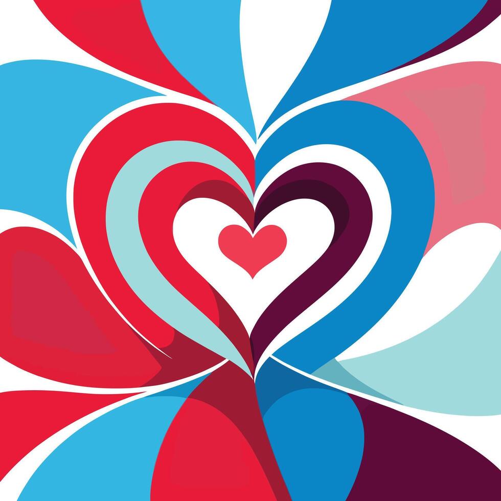 Vibrant Abstract Heart Design in Bold Colors vector