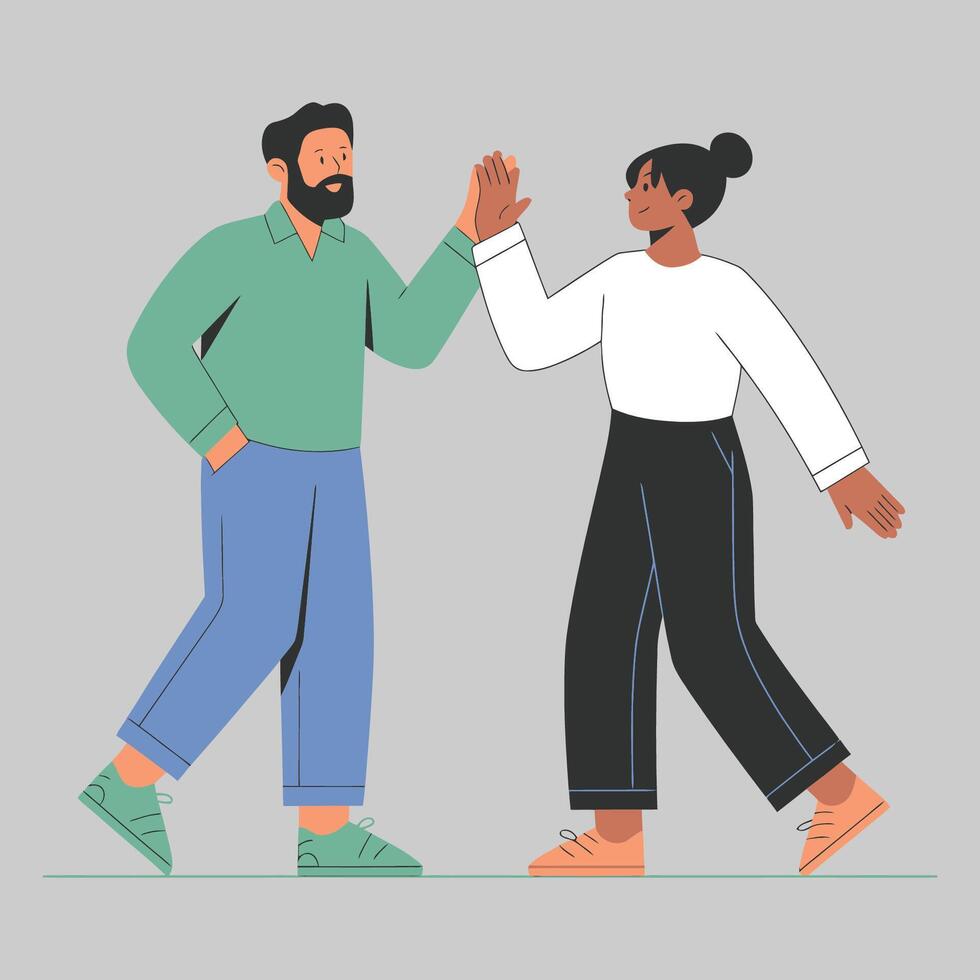 Two Colleagues High-Five After a Successful Project vector