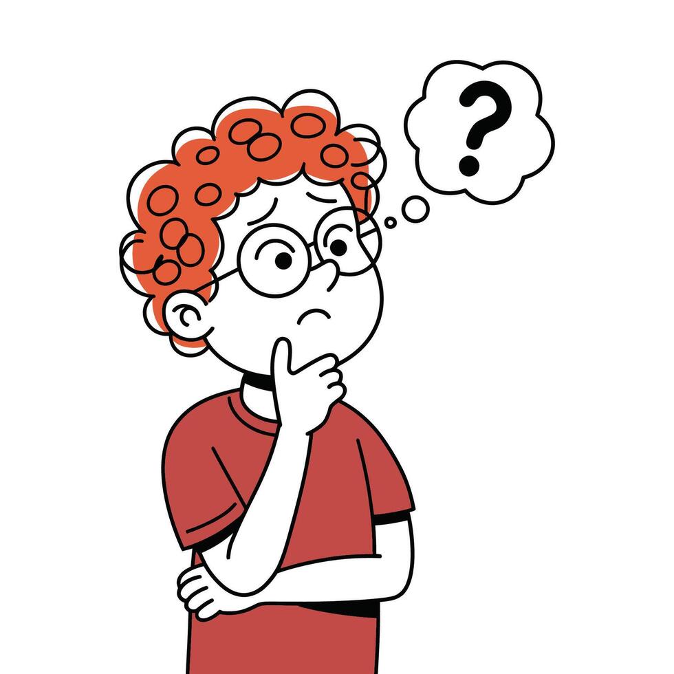 Thoughtful Child Pondering a Question vector