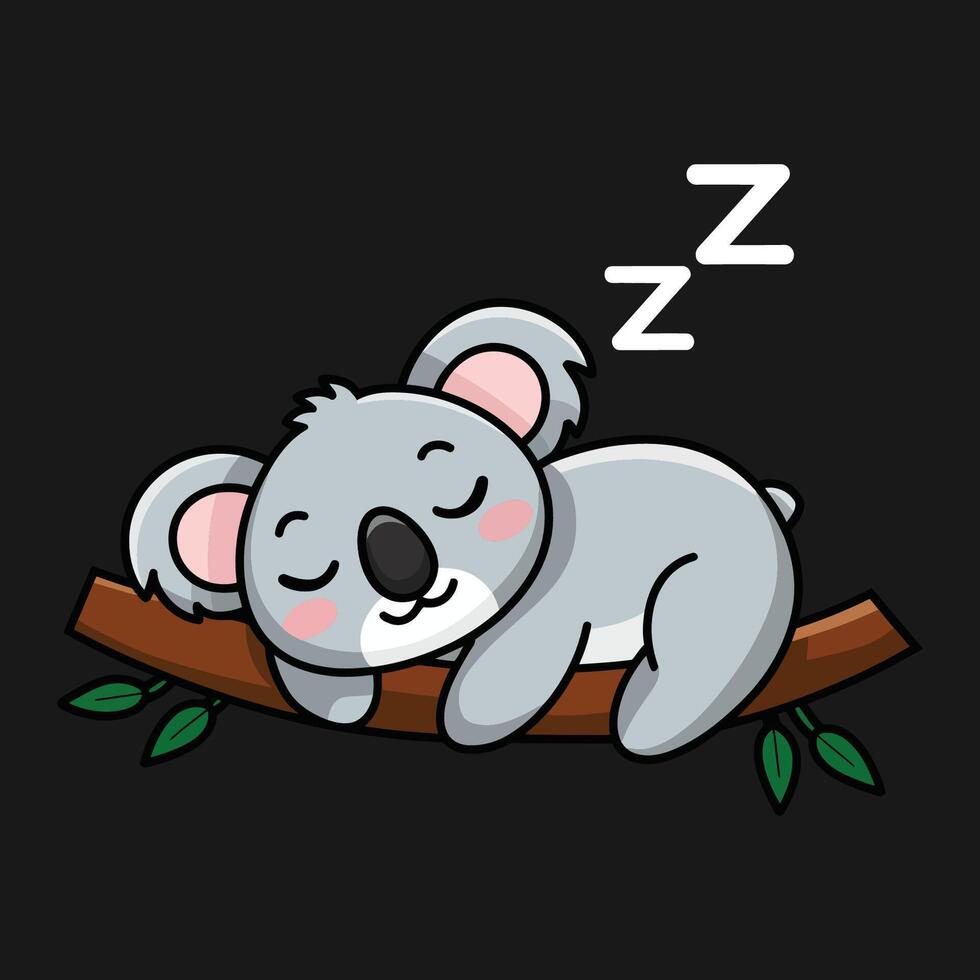 Cute Cartoon Koala Sleeping in a Tree vector