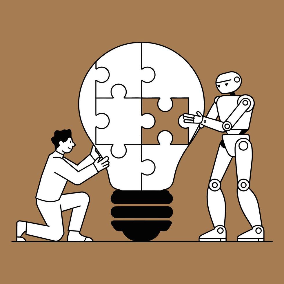 Human and Robot Combining Ideas for a Solution vector