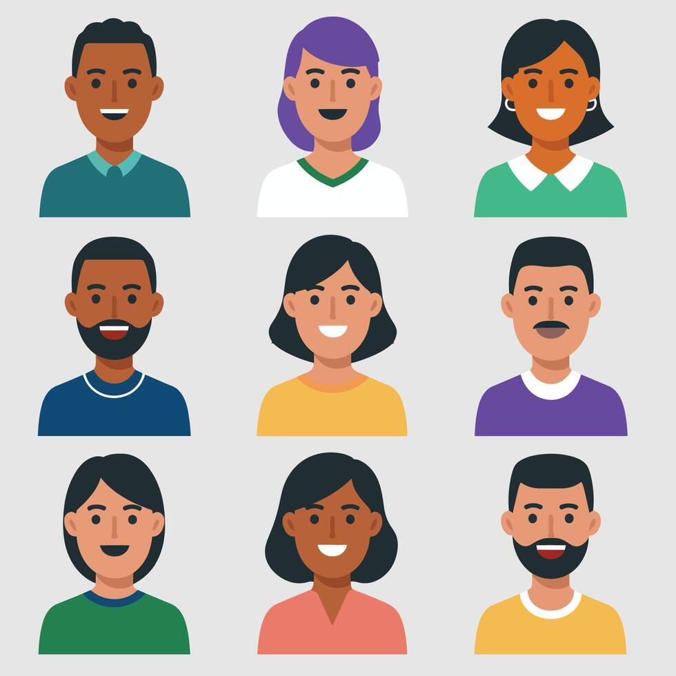 Diverse Group of Smiling People Profile Icons vector