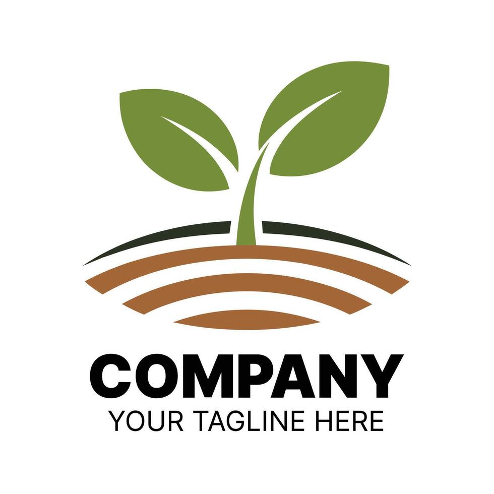 Modern logo design of a growing plant in the soil. vector