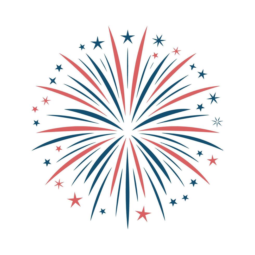 Festive Fireworks Design with Red and Blue Explosions vector