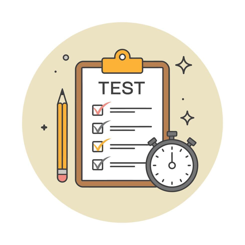 Time-Managed Test Checklist for Efficient Tasks vector