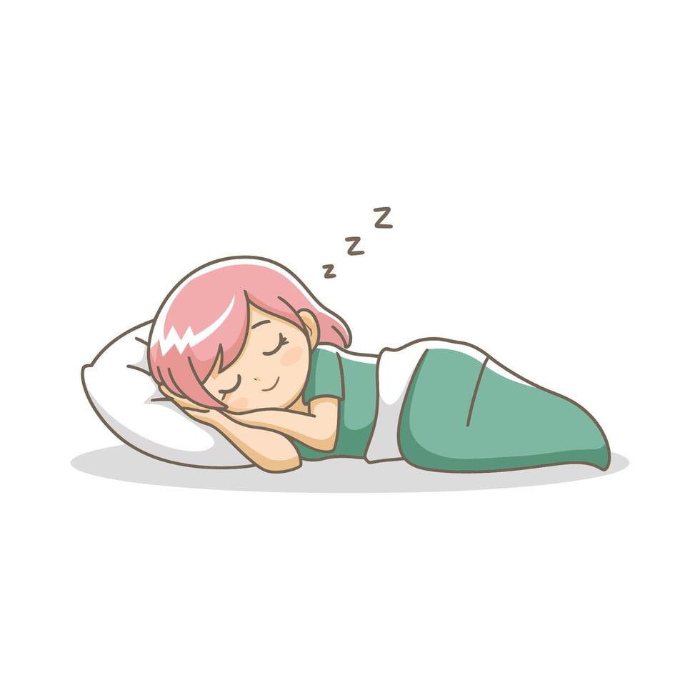 little kid sleep in the room at night vector