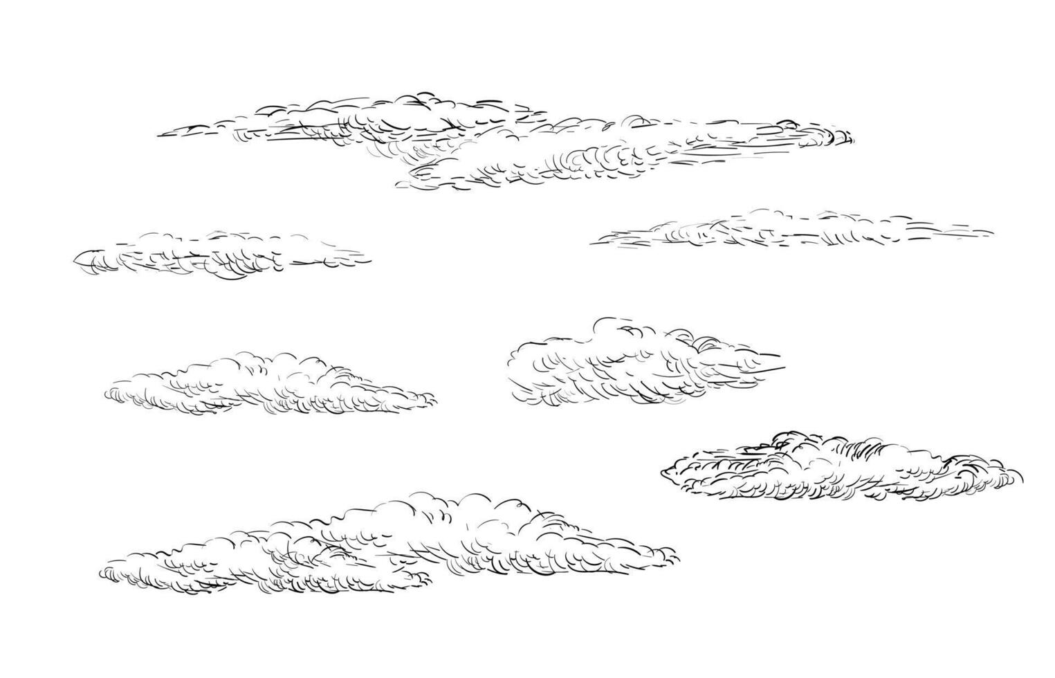 Hand drawing clouds set illustration vector