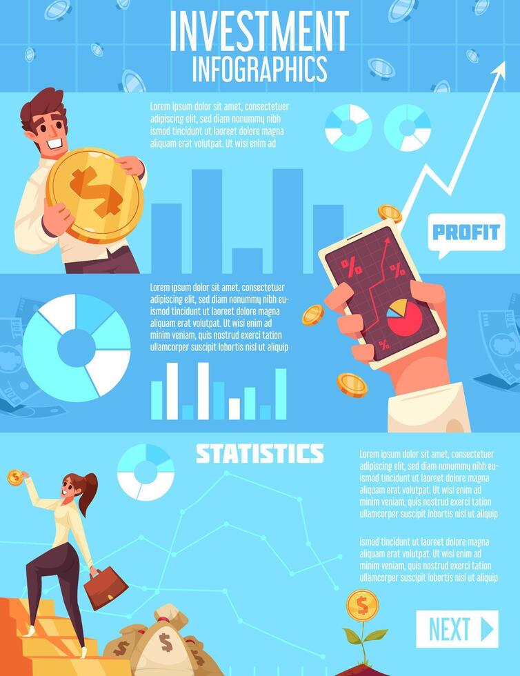 Investment Infographic with Charts and Graphs vector