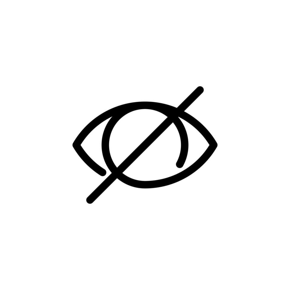 closed eye, eye slash, hide Simplified Icon Design vector