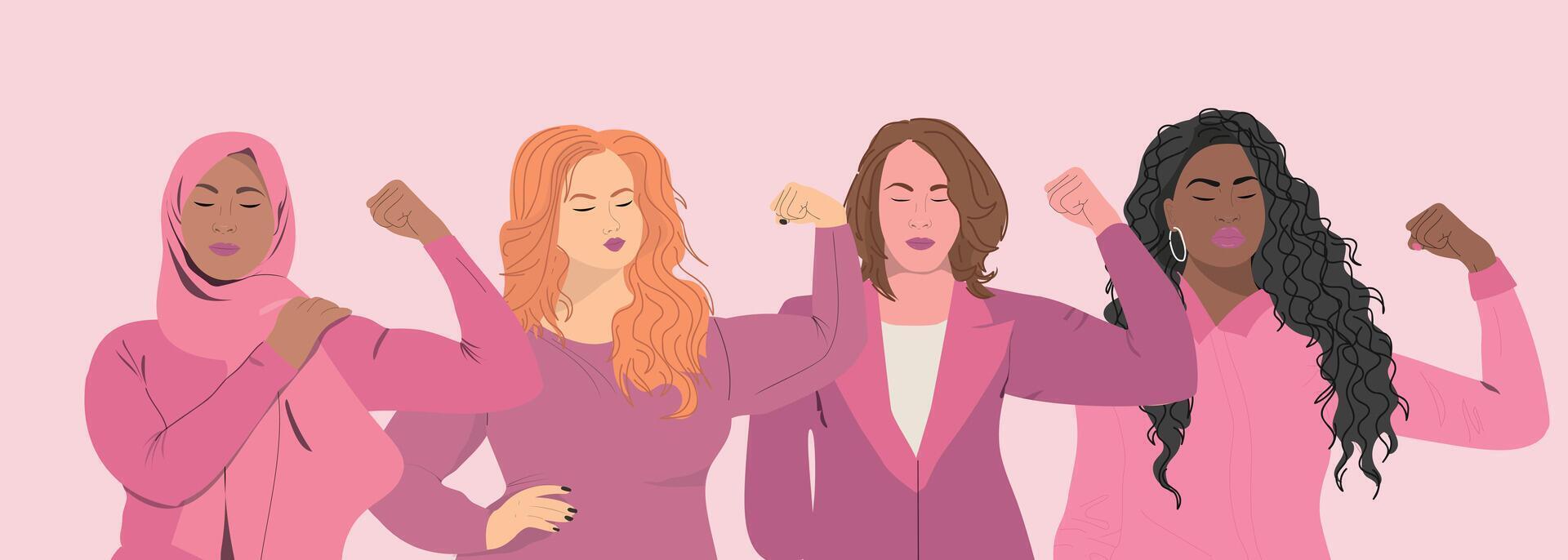 Womens Day 2025 in pink color vector