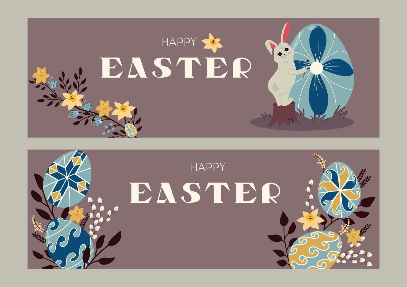 Happy Easter banners vector
