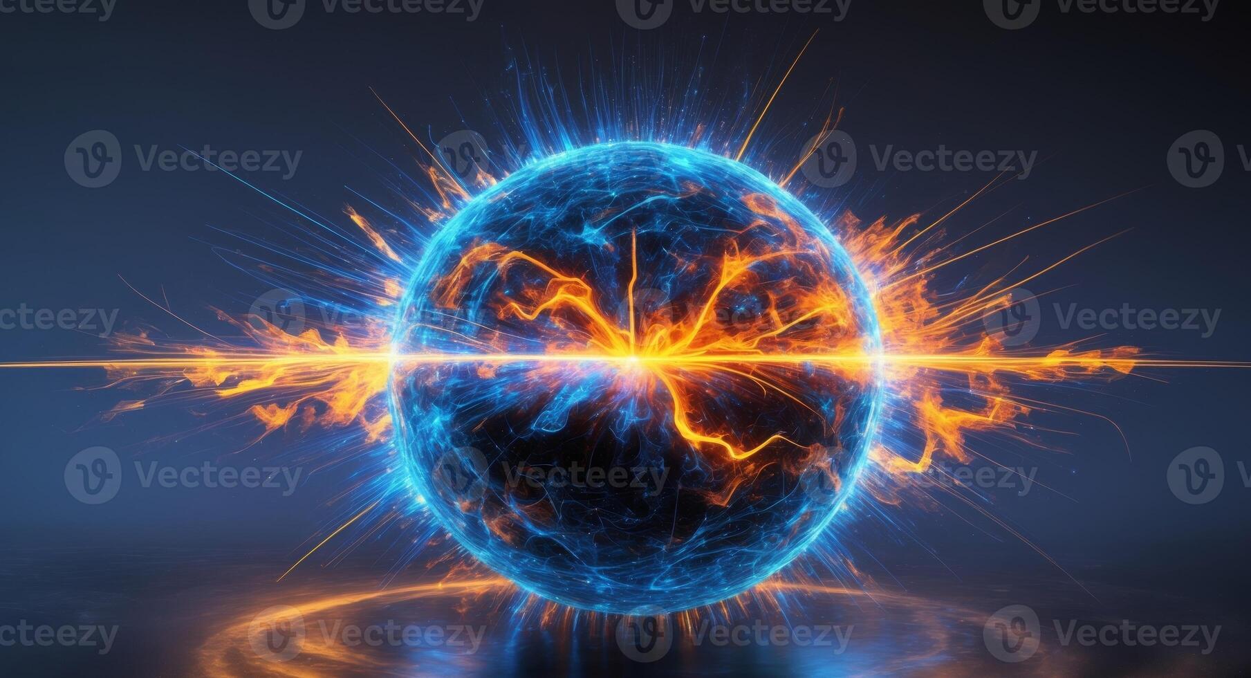 Dynamic energy sphere abstract art digital creation dark background vibrant colors motion concept. photo