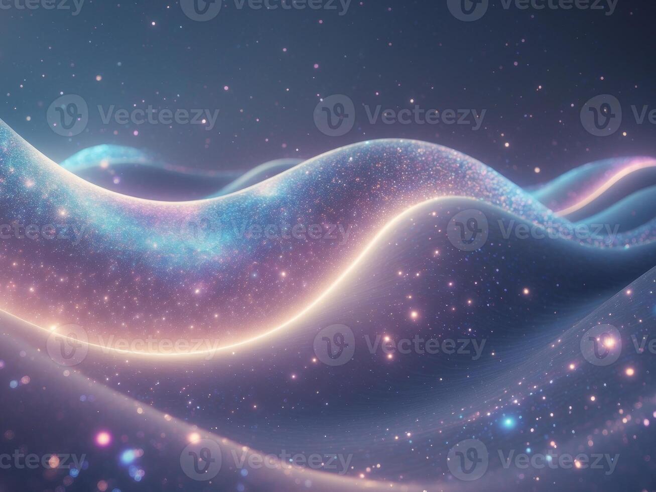 Futuristic Digital Wave with Glowing Particles in Abstract Landscape. photo