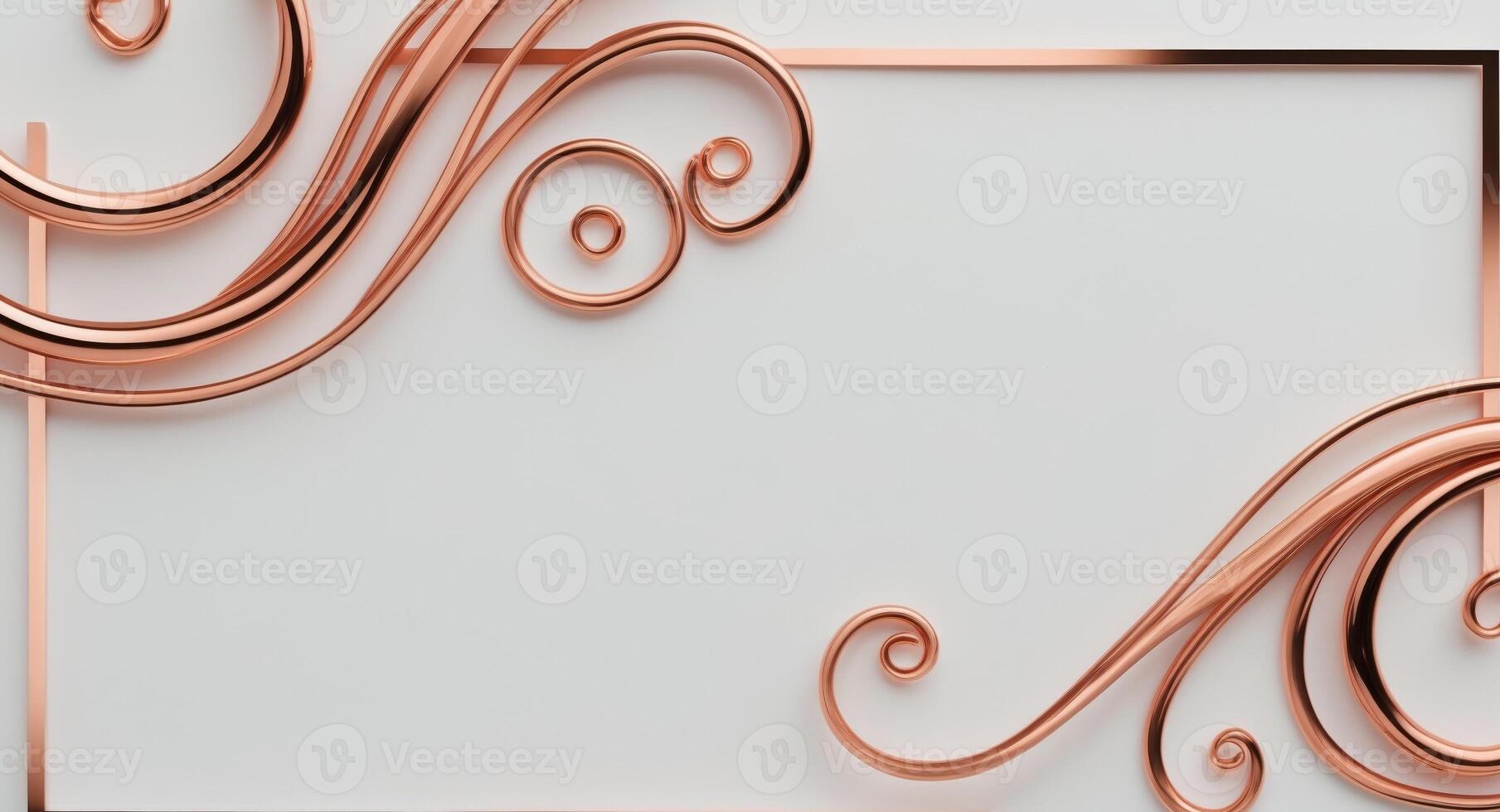 White paper background with Copper flourishes and copy space photo