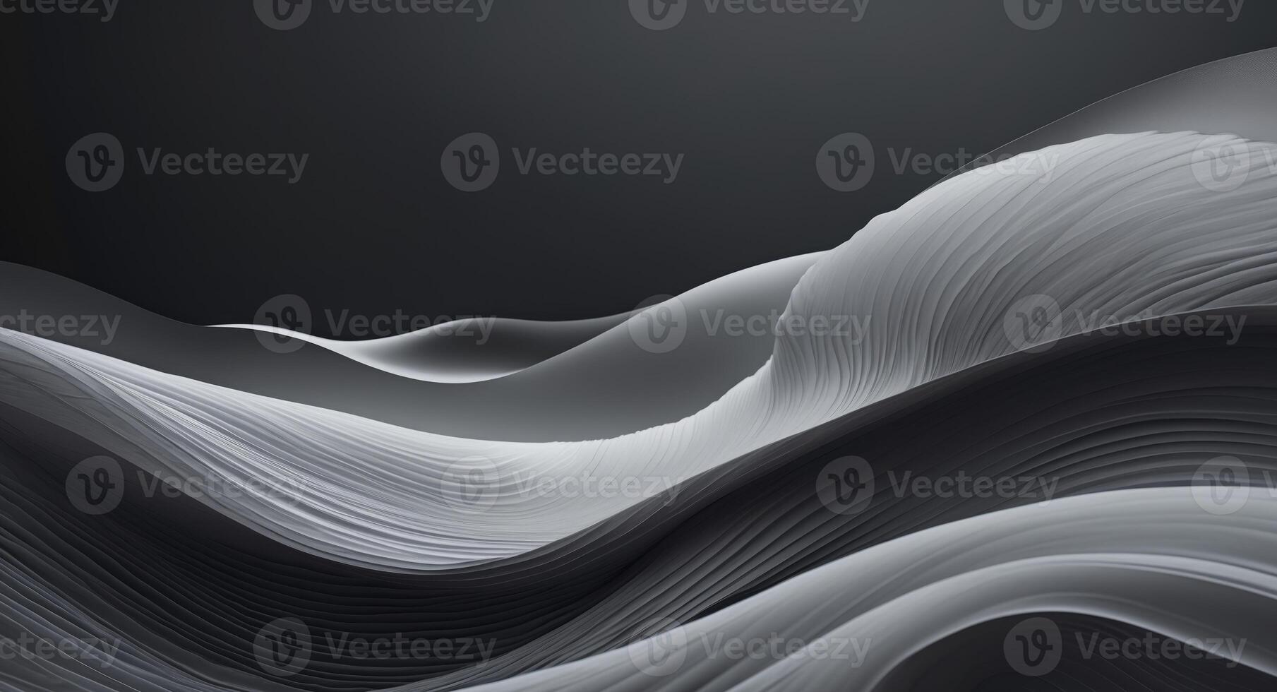 Abstract waves on black background create serene flow photo