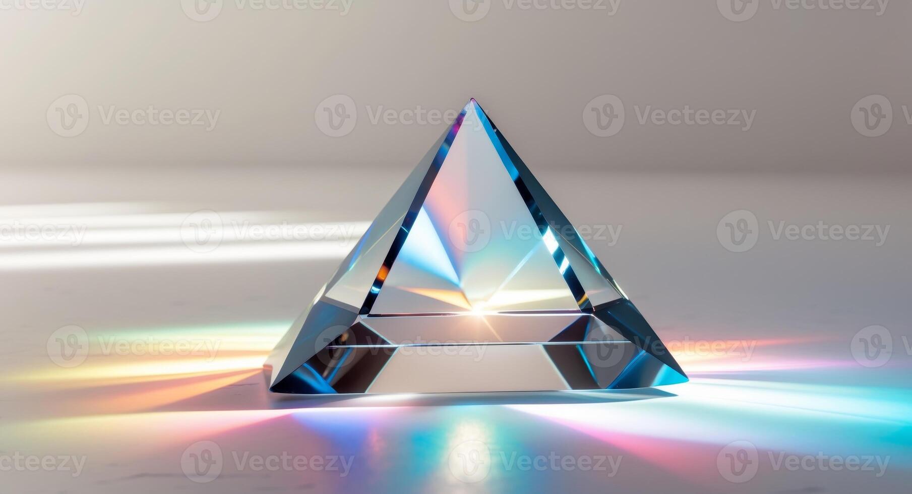 triangle crystal prism refraction light on floor gradient illuminated photo