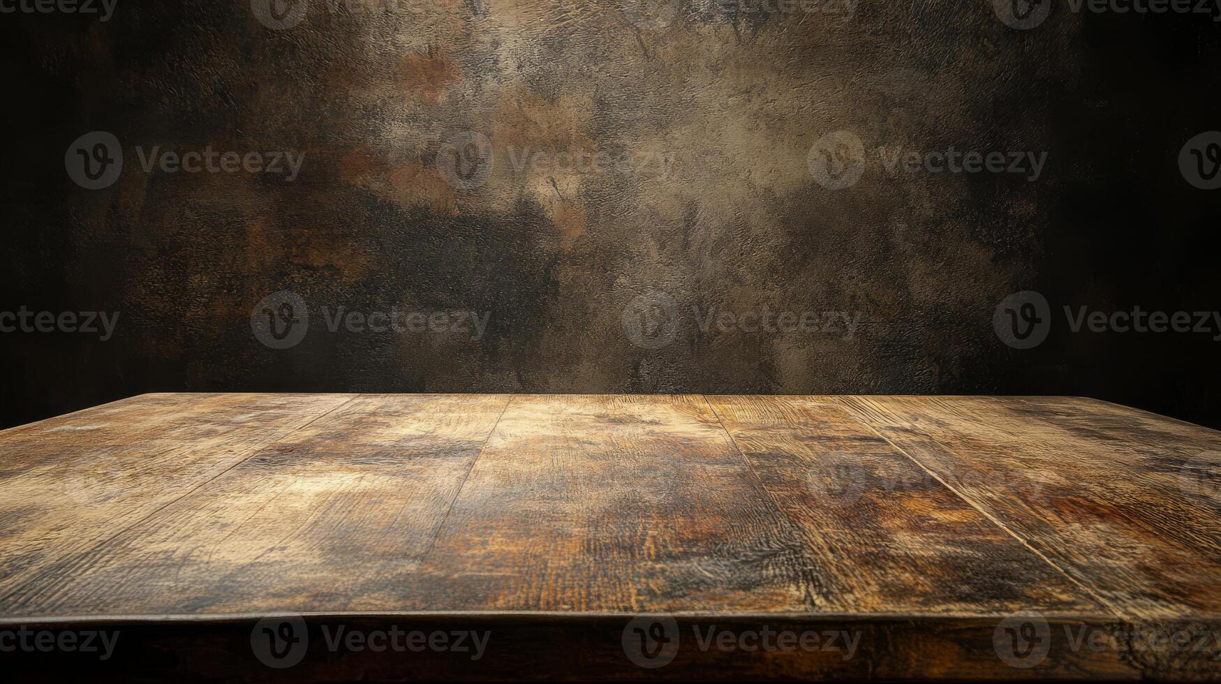 A wooden table with a black background photo