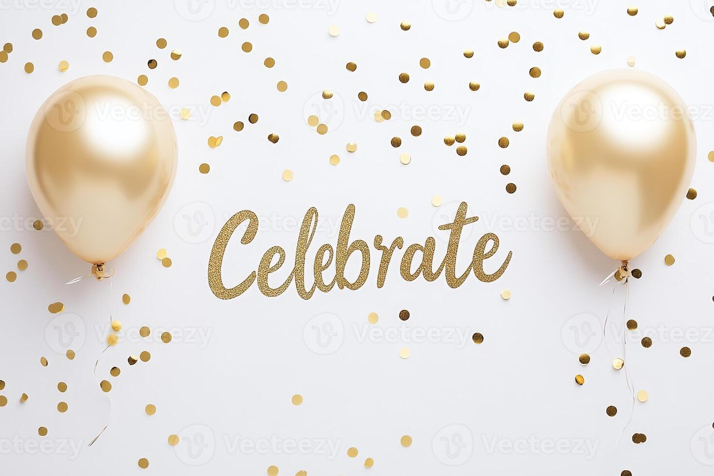 Elegant Celebration Background with Gold Balloons and Confetti for Festive Occasions and Parties photo