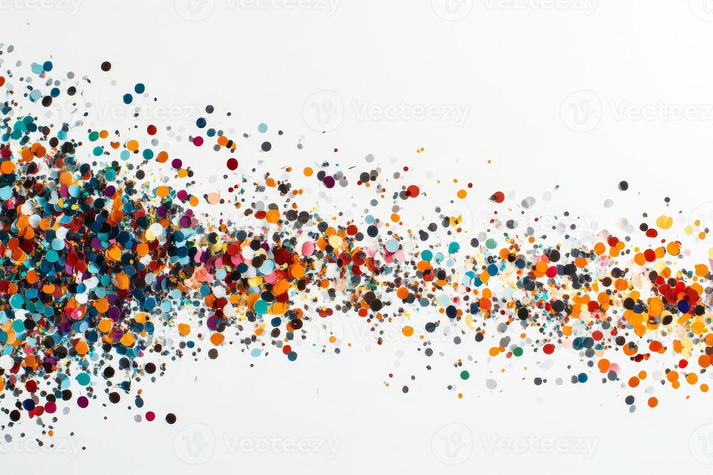 Colorful Abstract Confetti Explosion on White Background Capturing Vibrant Celebration photo