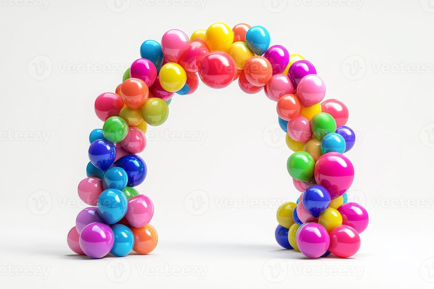 Colorful Balloon Arch on White Background Perfect for Celebrations and Parties photo