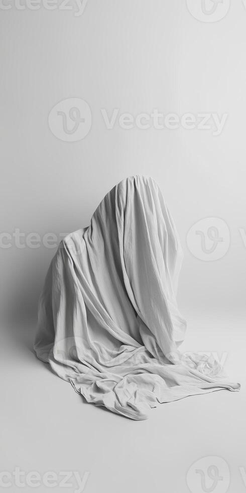 Minimalist White Fabric Drape on Neutral Background Creating Abstract and Elegant Visual Composition photo