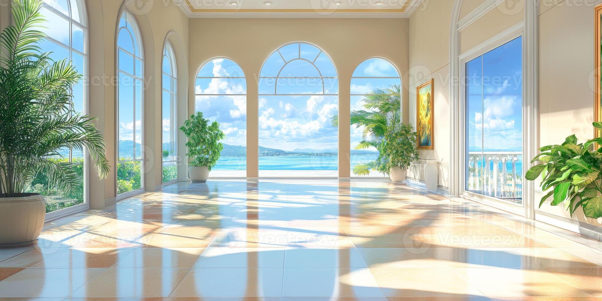 Bright and Airy Coastal Room with Large Windows and Inviting Ocean View photo