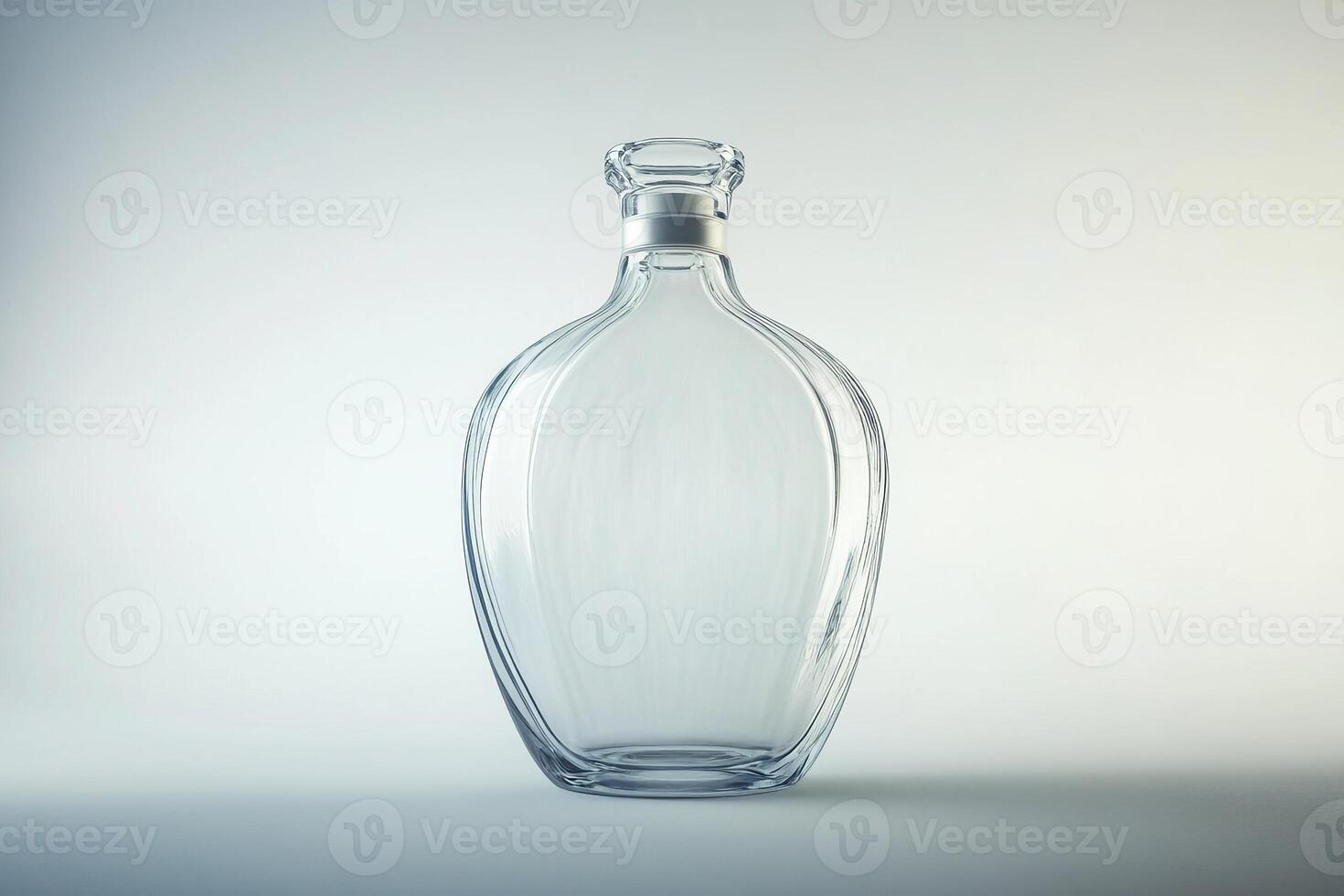 Elegant Clear Glass Bottle with Minimalist Design on Soft Gradient Background for Product Display photo