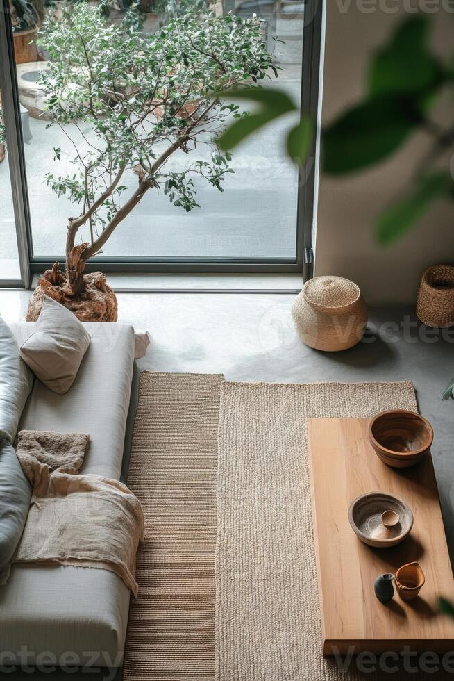 Cozy Minimalist Living Room with Natural Light and Modern Decor photo