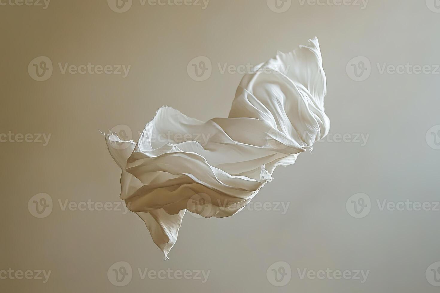 Elegant Flowing Fabric Suspended in Air Against a Neutral Background photo