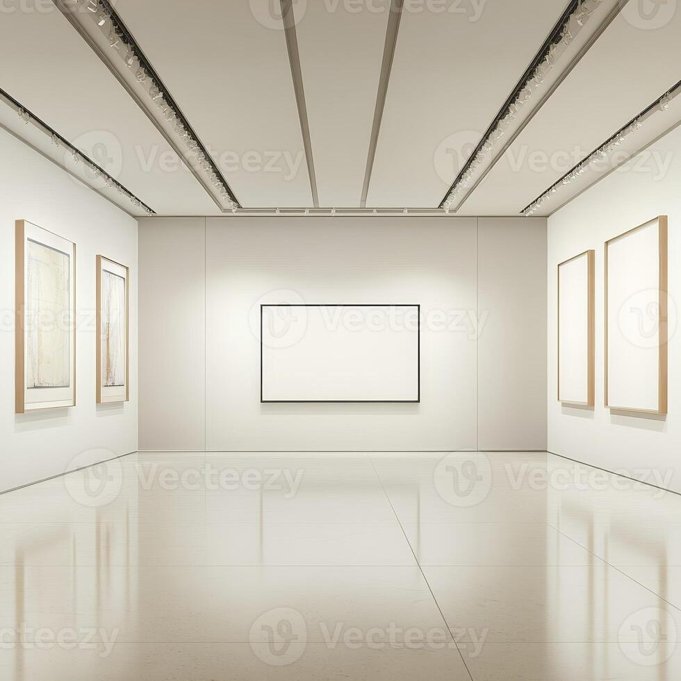 Modern Art Gallery Interior with Empty Frames and Minimalist Design photo