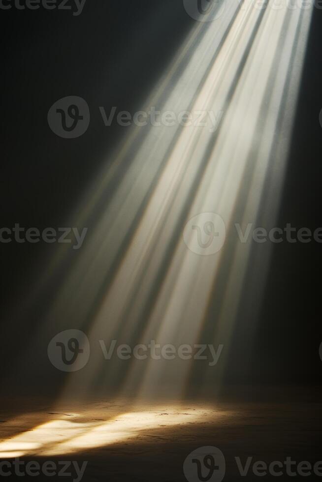 Dramatic Light Rays Shine Through Dark Space in Artistic Composition photo