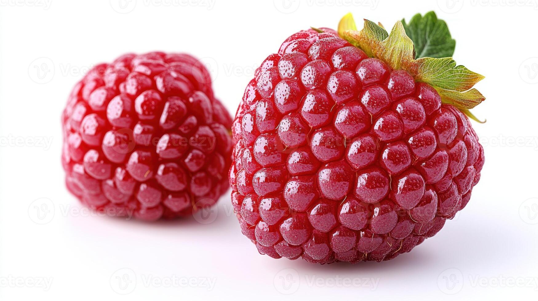 Ripe, vibrant raspberries sit side by side, showcasing their plump texture and color photo